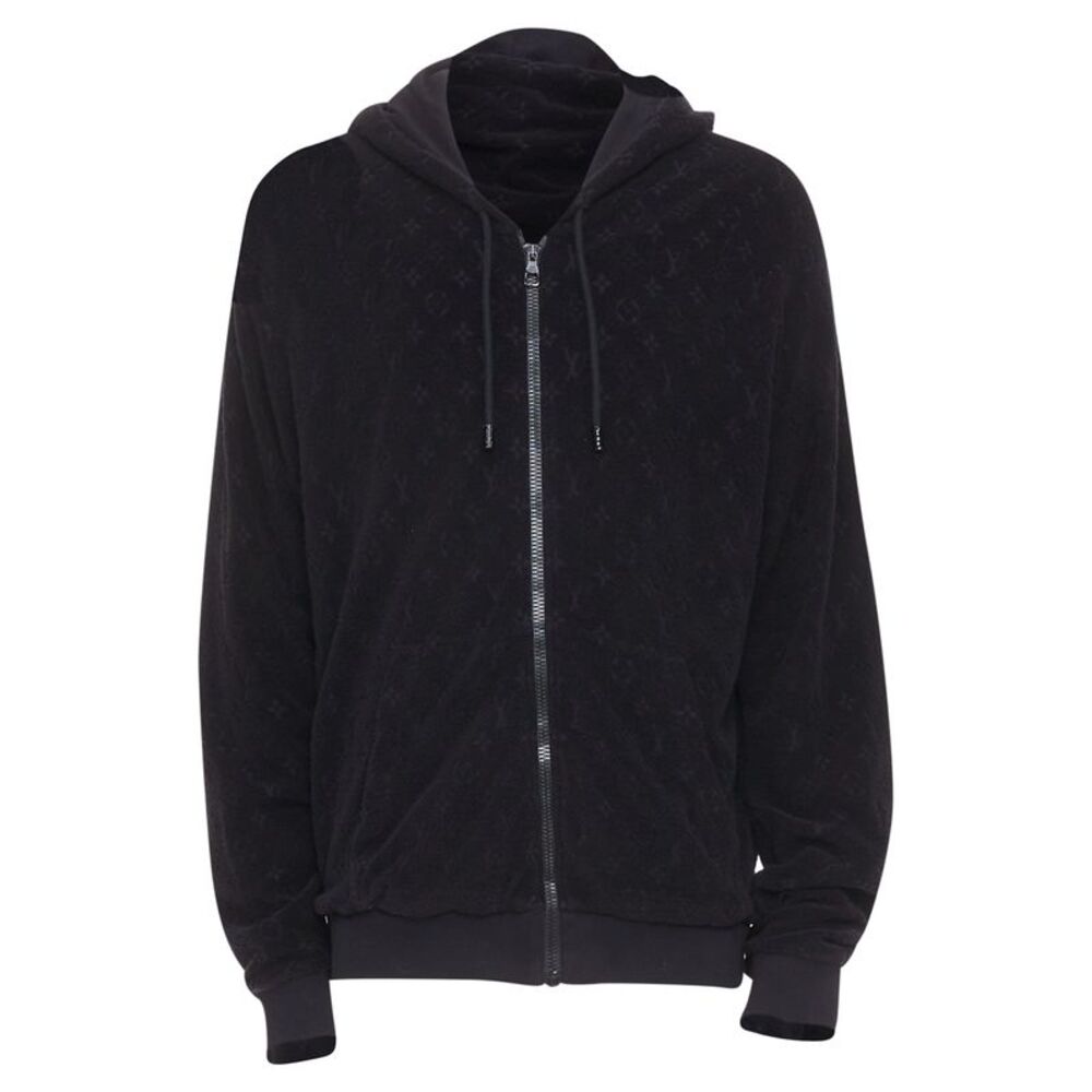 LOUIS VUITTON 2023 Monogram debossed French terry zip up hoodie outerwear XL